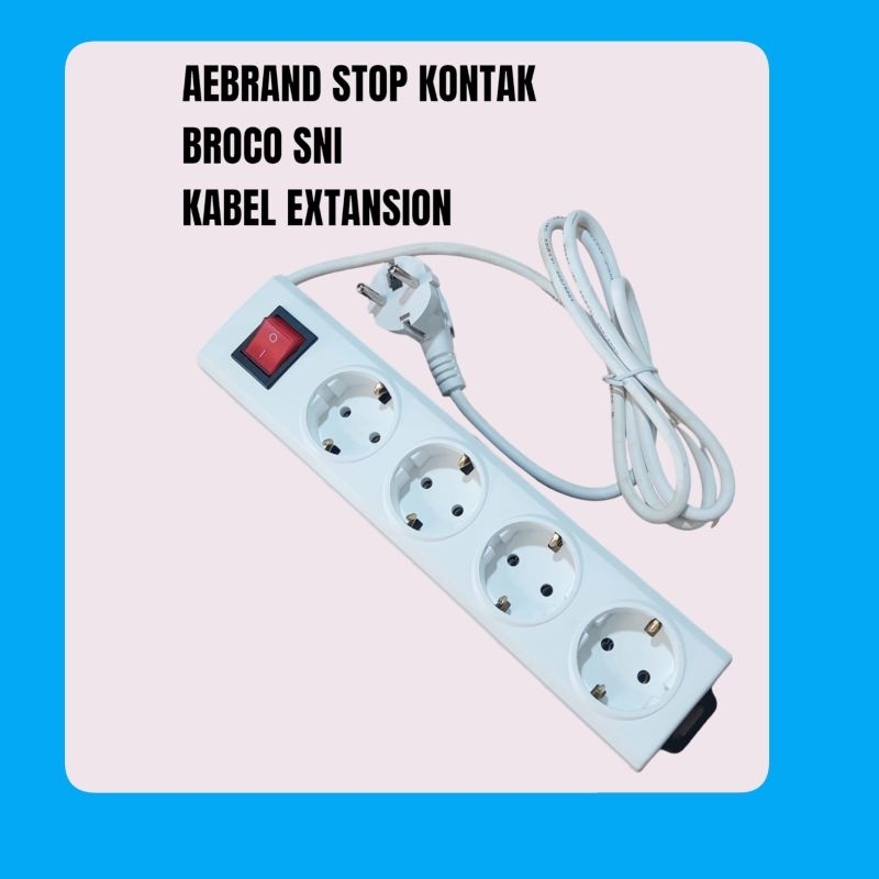 STOP KONTAK BROCO SAKLAR 3 4 LUBANG + KABEL LISTRIK SNI - KABEL EXTANSION LISTRIK SNI