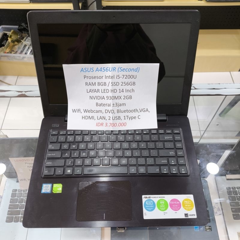 Second LAPTOP ASUS A456u Intel core i5 gen 7 Vga NVidia Geforce Ram 8Gb Notebook Murah Seken Bekas