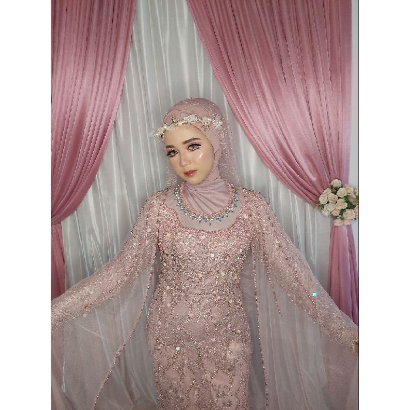 preloved gaun kebaya pengantin depan full payet