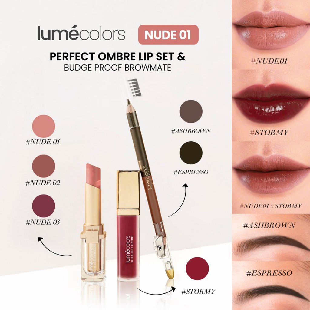 Lumecolors Bundling Browlipset - Bundling Lipstick+Liptint+Browmate