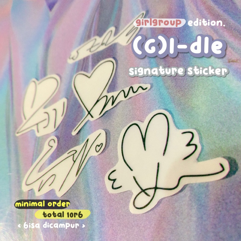 (g)i-dle signature sticker ♡ stiker transparan ttd tandatangan kpop girlgroup idol gidle shuhua soye