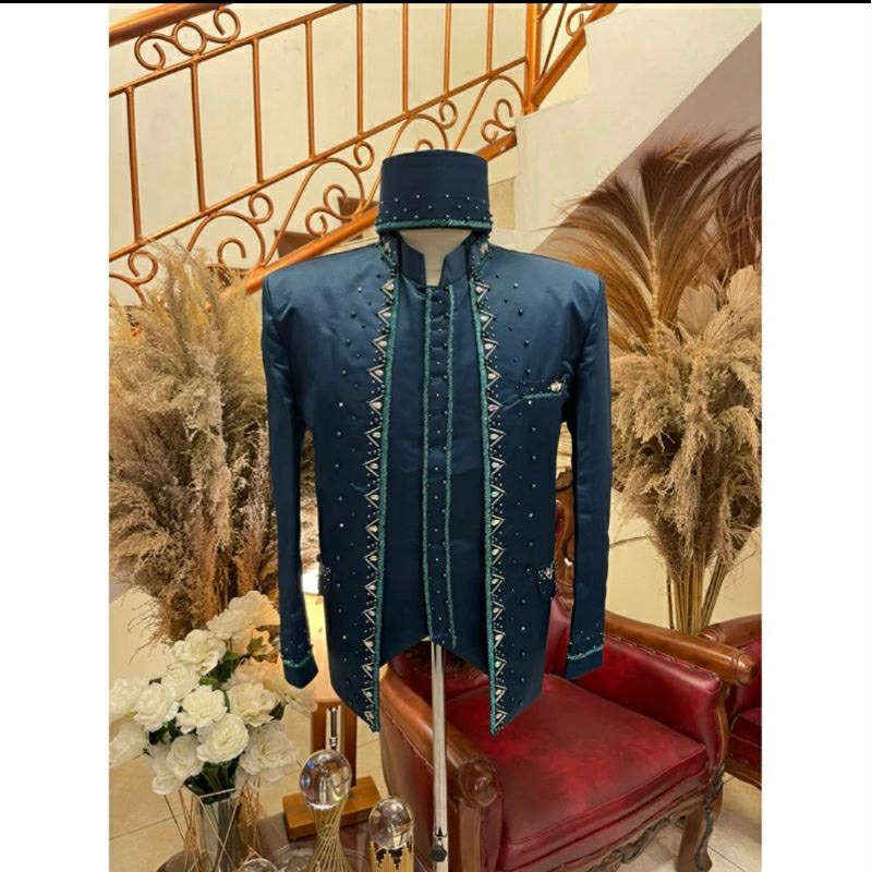 KD Fashion Beskap Pengantin Modern - Set Peci, Selop, Rompi dan Jas | Jas pengantin laki laki