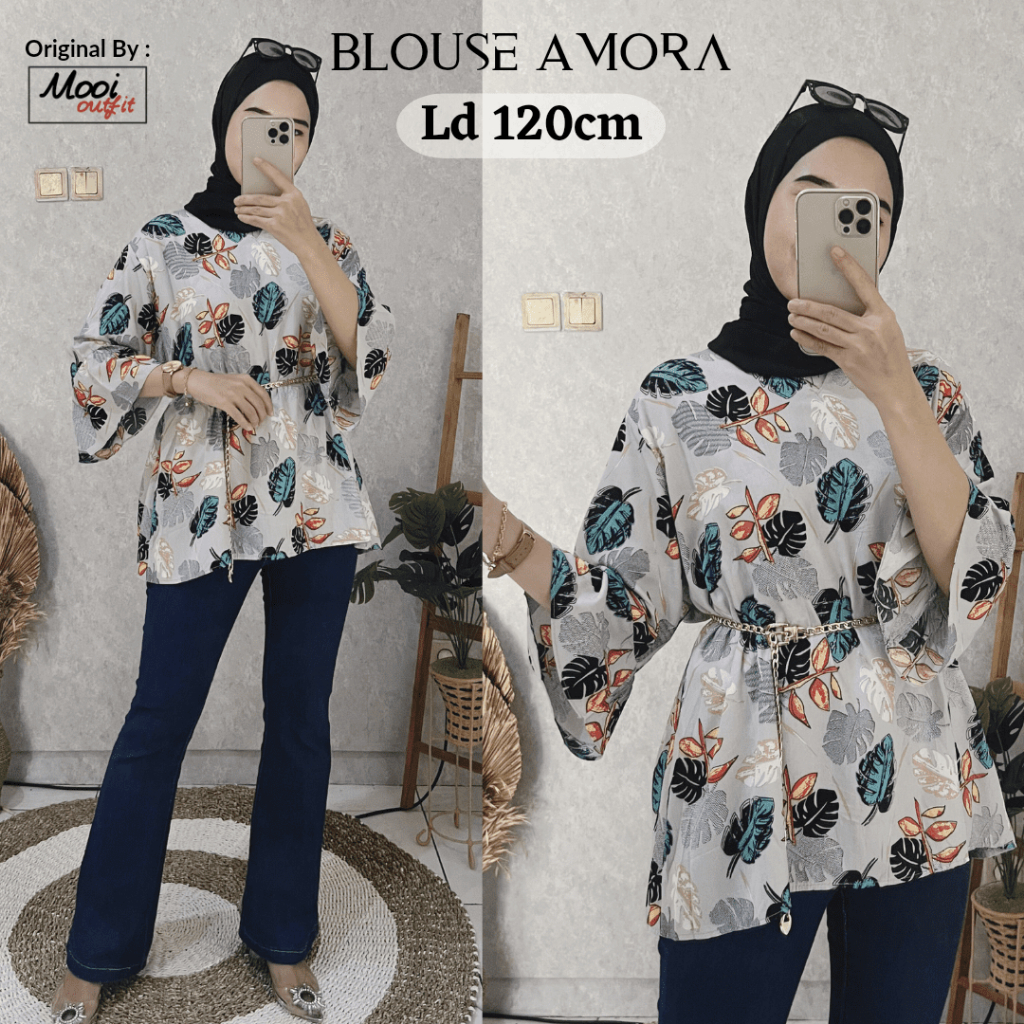 BLOUSE AMORA 3XL / BAJU ATASAN WANITA MOTIF BUNGA XXXL