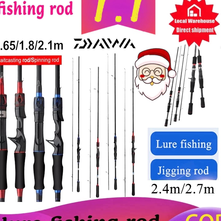 ORIGINAL Indonesia SpotDaiwa fishing rod Joran Pancing Carbon Sutet 2 Bagian Tongkat Pancing PutarCa