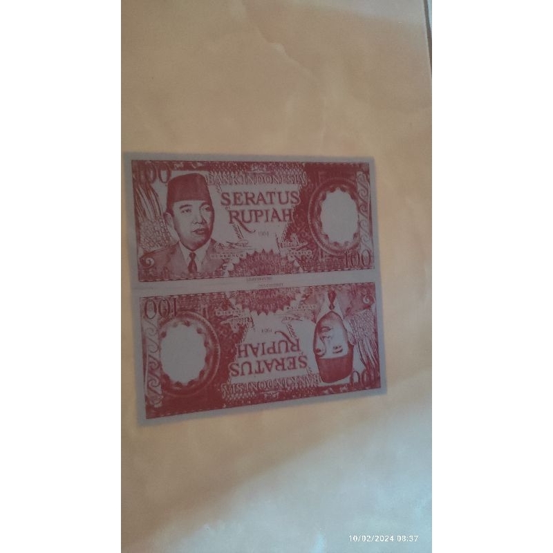 uang 100 rupiah tahun 1964 ( replika ) uang mainan