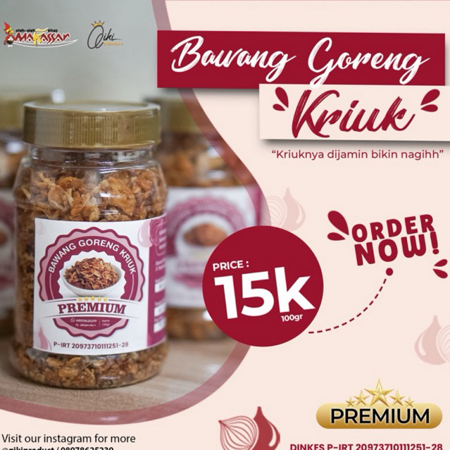 

Bawang Goreng Kriuk Premium Makassar 100gr