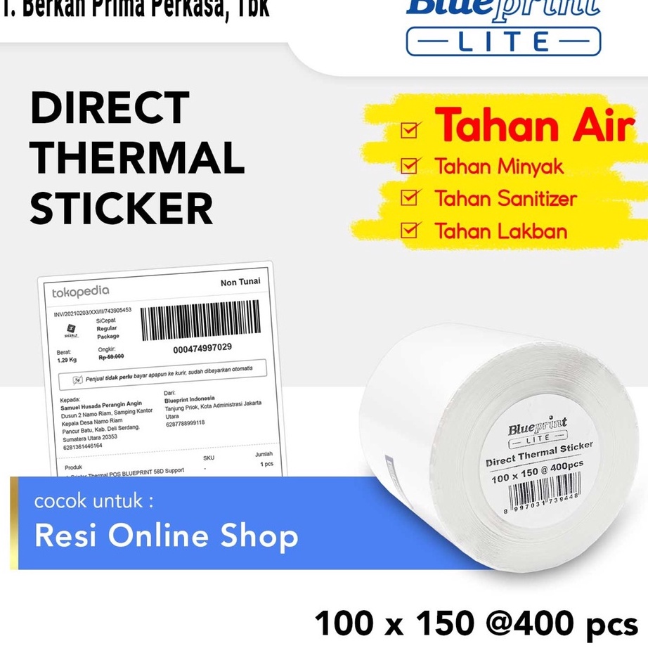 

Jangan Sampai Kehabisan Direct Thermal Sticker 1 x 15 Stiker Label Resi BLUEPRINT Lite 1x15 mm Isi 4pcs