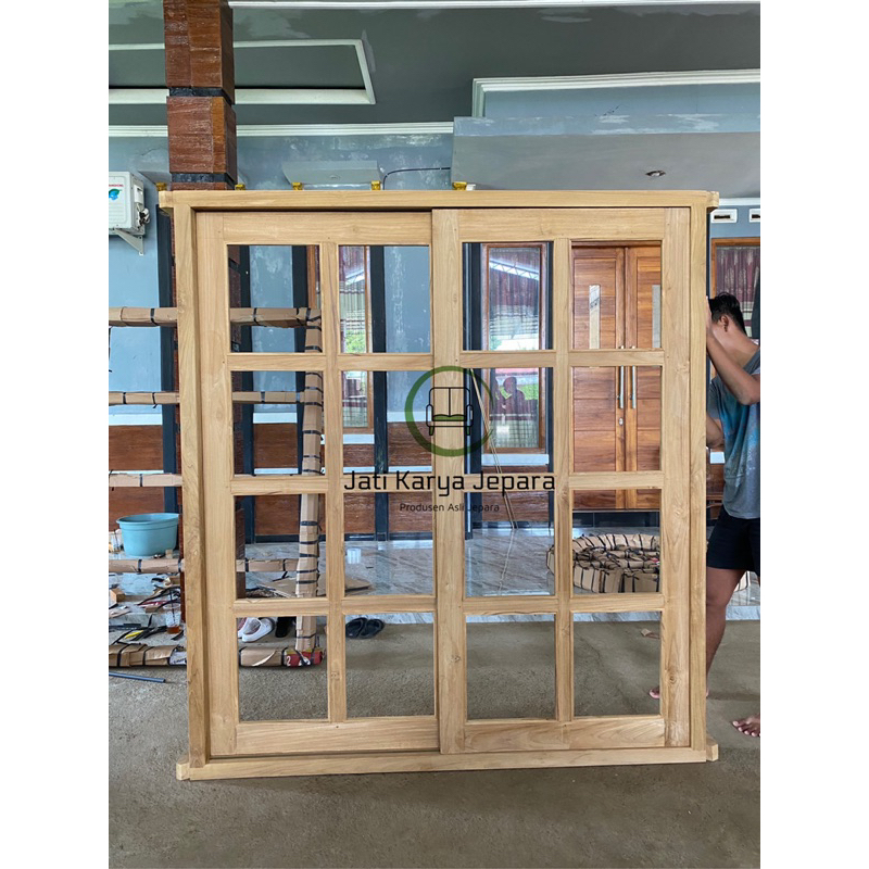 Kusen Jendela Sleding Kayu Grade A Lepas Putih Free Ongkir Jawa&Bali - Jati Karya Jepara