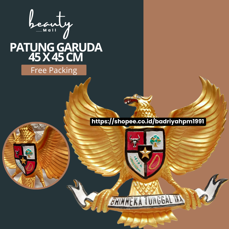 Hiasan Dinding Lambang Negara Garuda Pancasila 3 Dimensi Fiber Logo Burung Garuda Timbul Gold