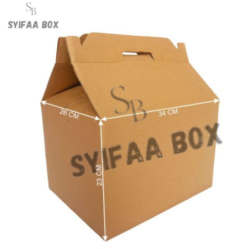 

( 10 pcs ) Box Jinjing Sembako Kardus Tenteng Kemasan Hampers Packaging Ukuran 34x26x23 cm Coklat Polos