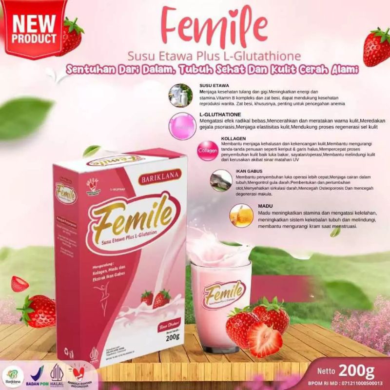 

FREE JAHE MERAH FEMILE SUSU ETAWA + L Glutathione Kolagen Ikan gabus plus Madu untuk wanita susu Collagen