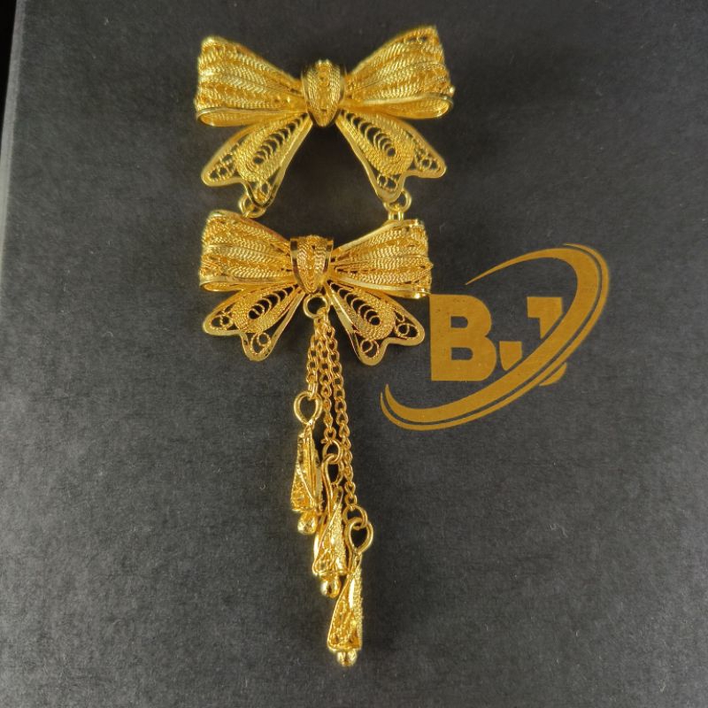 bros pita susun 2 lapis emas 24k / bros pesta / bros hijab / souvenir bros / bros perkawinan / bros 