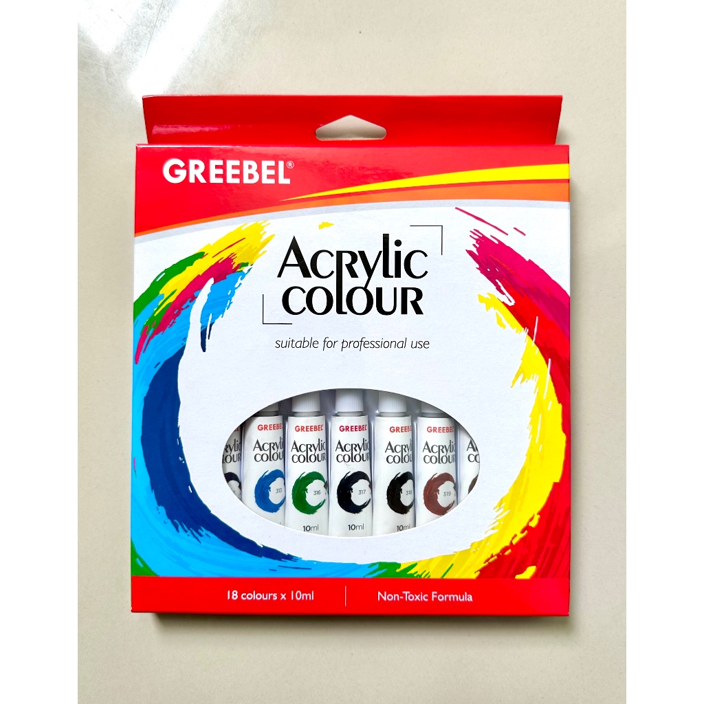 

GREEBEL ACRYLIC COLOUR | GREEBEL AKRILIK PAINTING 18 colours x 10 ml