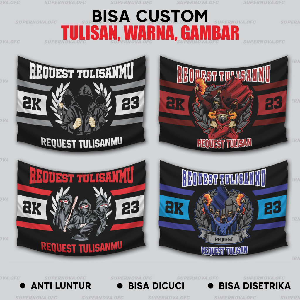 BENDERA SUPORTER JUMBO  BEBAS REQUEST | BENDERA KOMUNITAS | BENDERA KAIN