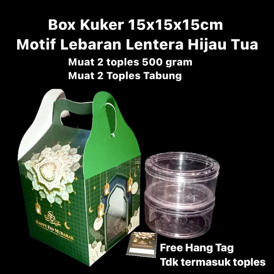 

(10 pcs) box toples kue kering 500gr isi 2 dus tenteng lebaran kardus parcel hantaran cookies idul fitri eid mubarak ukuran 15x15x15cm