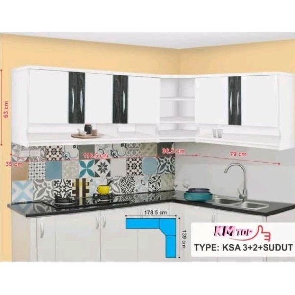 Kitchen Set  Atas Minimalis  3 + 2 + Sudut (Promo Harga)