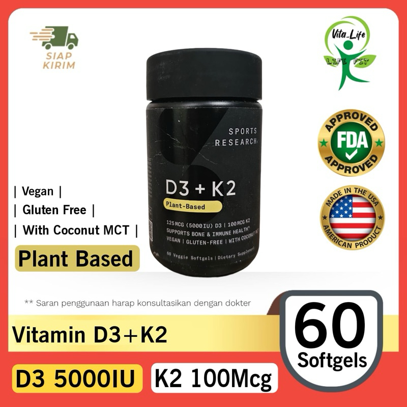 SPORT RESEARCH D3 5000IU K2 100MCG - 60 SGELS