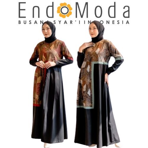 gamis batik couple endomoda janitra dress bahan toyobo mix batik