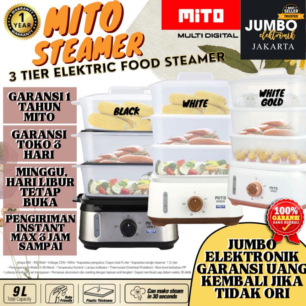 [GARANSI MITO 1 TAHUN] Mito Steamer STM100 Stainless Steamer Kukusan Listrik Low Watt Steamer Kukusa