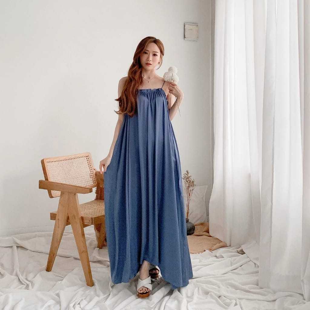 Long Dress Satin Haaruuka dress pantai tanpa lengan