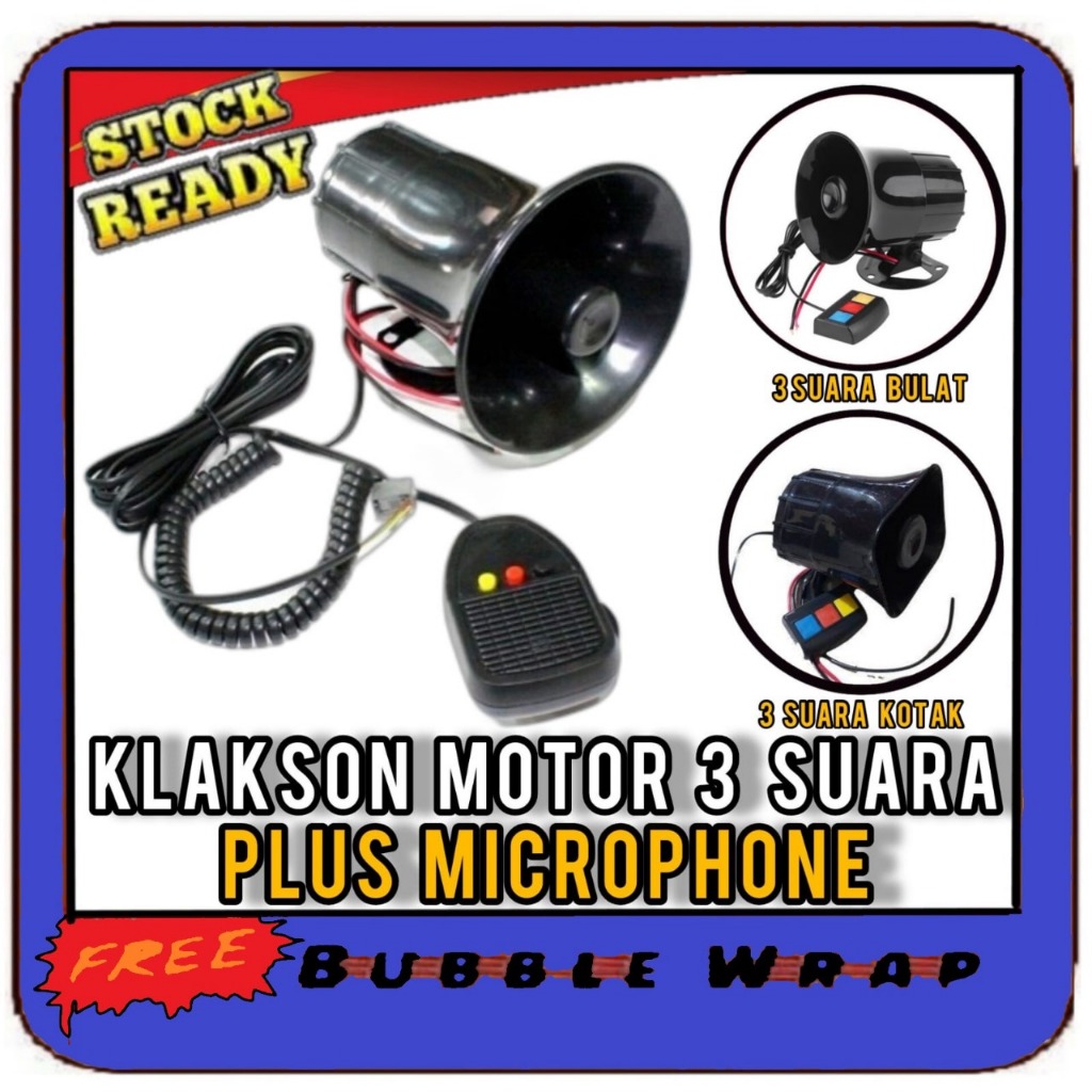 Klakson Polisi 3 suara sirine + mic patwal touring untuk motor  mobil / Klakson sirine