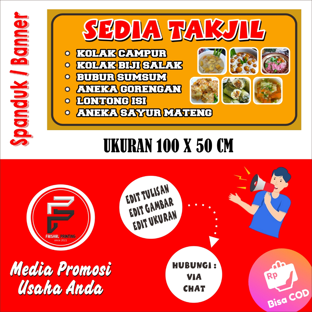 Spanduk Banner Takjil / Banner Warung Takjil / Banner Takjil Ramadhan Ukuran 100 x 50 cm