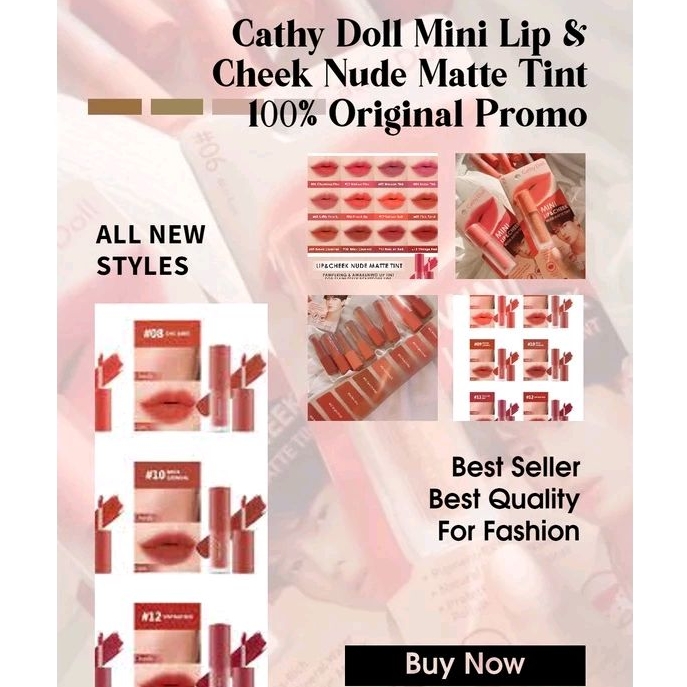 Promo Sale |CATHY DOLL MINI LIP AND CHEEK NUDE MATTE TINT WIN METAWIN TINE 2GETHER THE SERIES BRIGHT