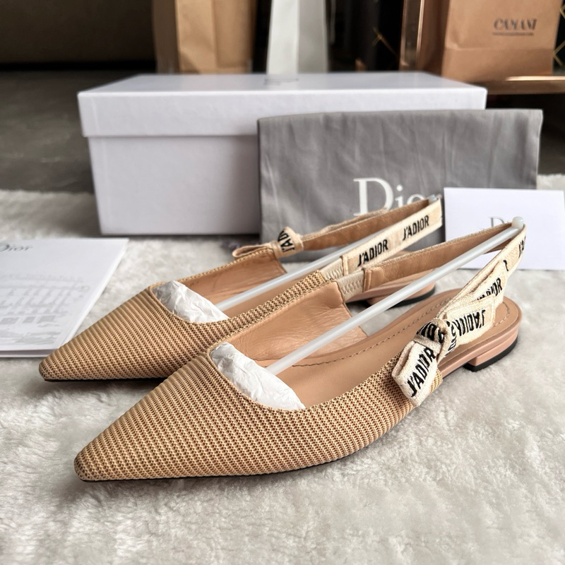 Dior J’adior Slingback Flats Technical Fabric Original Preloved with Receipt