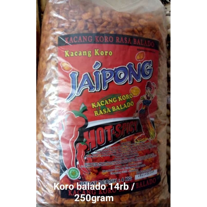 

koro original dan balado kemasan 250 gram