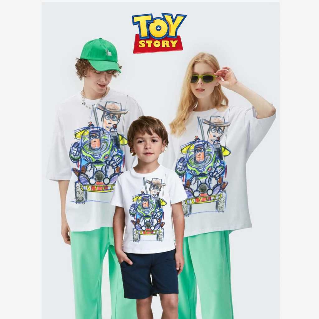 Zara toy story atasan couple ibu dan anak kaos wanita pria oversize jumbo cotton combed 24s pakaian 