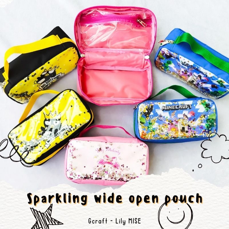 

sparkling wide open pouch - tempat pensil - kotak pensil - art pouch