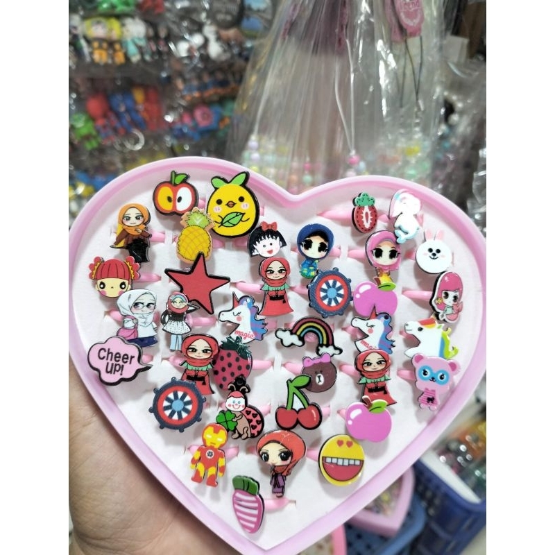 1 Box Cincin Love Anak Anak/Cincin Lucu/Cincin Love/Box
