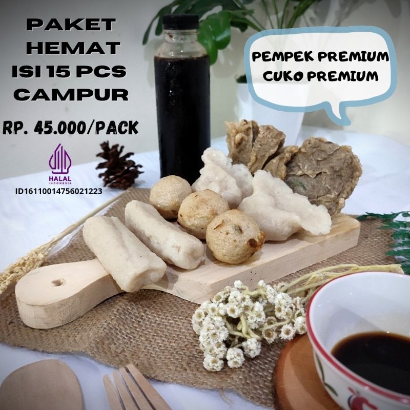 Pempek renay candy emak indah empek empek Palembang asli paket hemat isi 15 + cuko premium