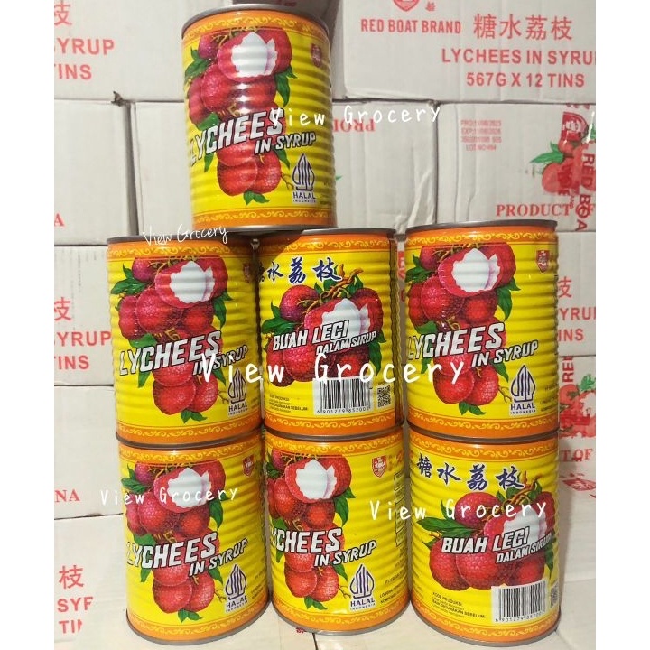 

KODE 77 Leci kaleng Red Boat Brand Lychees in syrup buah leci dalam sirup HALAL