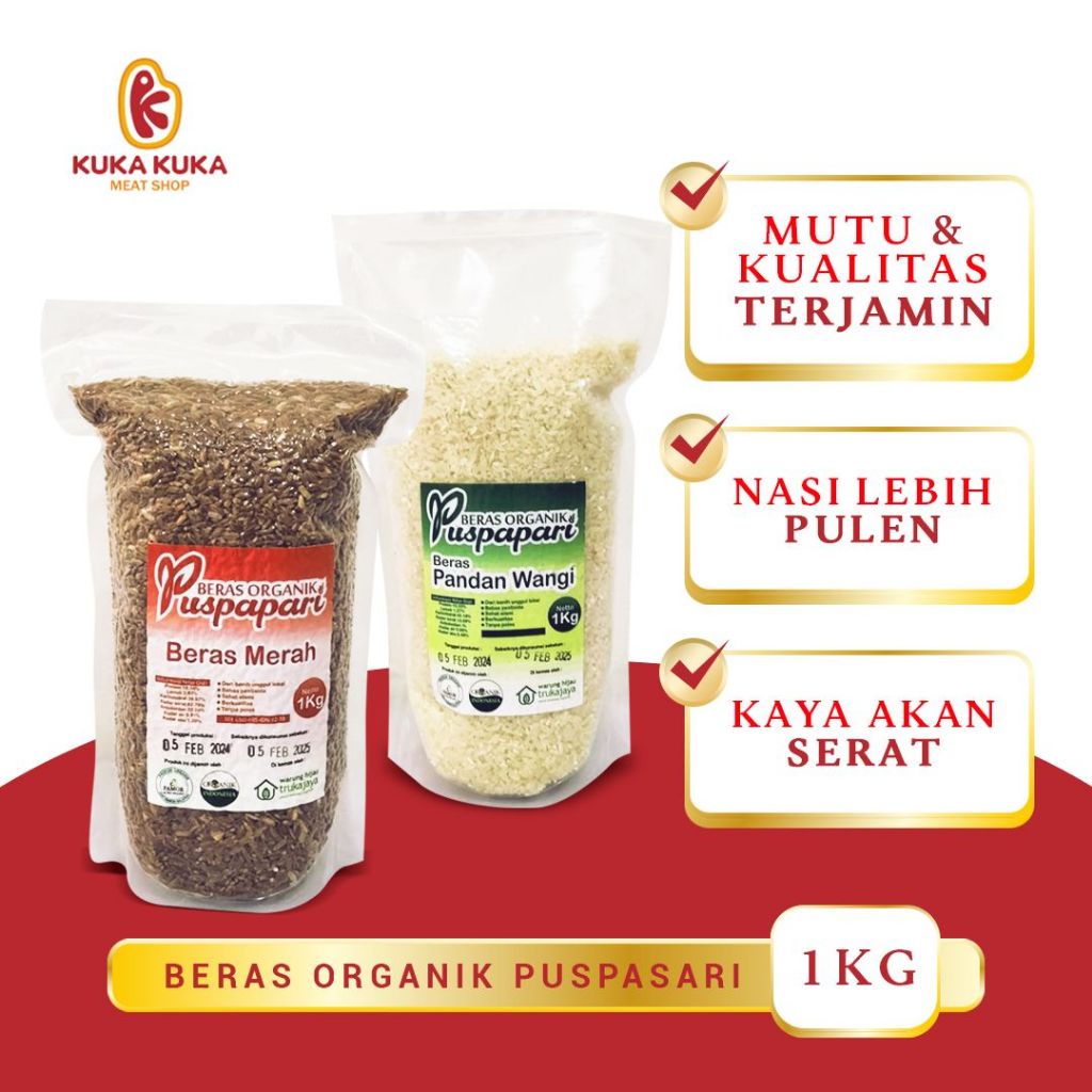

Beras Organic Pulen Pandan Wangi / Berah Merah 1 kg