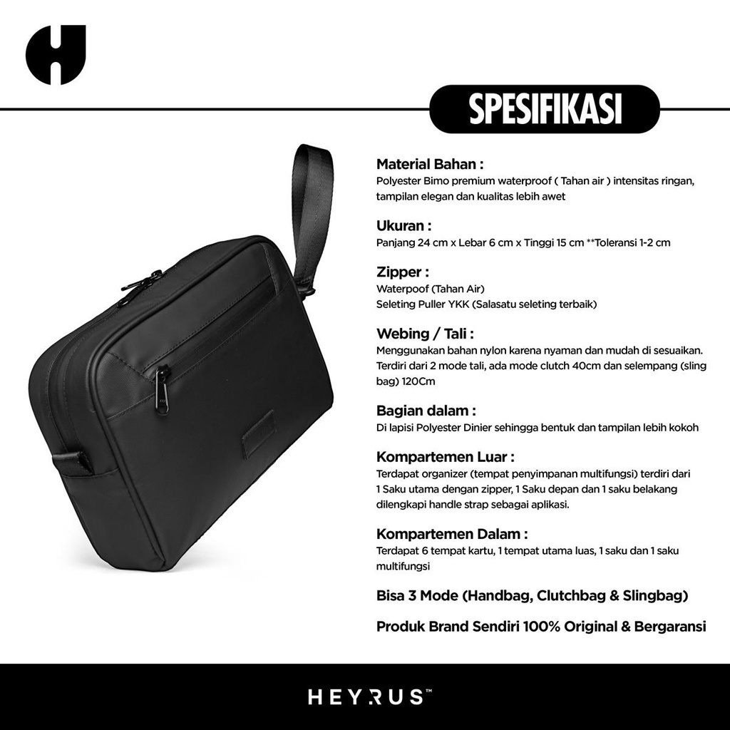 HEYRUS RUSEL Handbag Aruna Lite / Arka tas selempang pria sling bag waterproof
