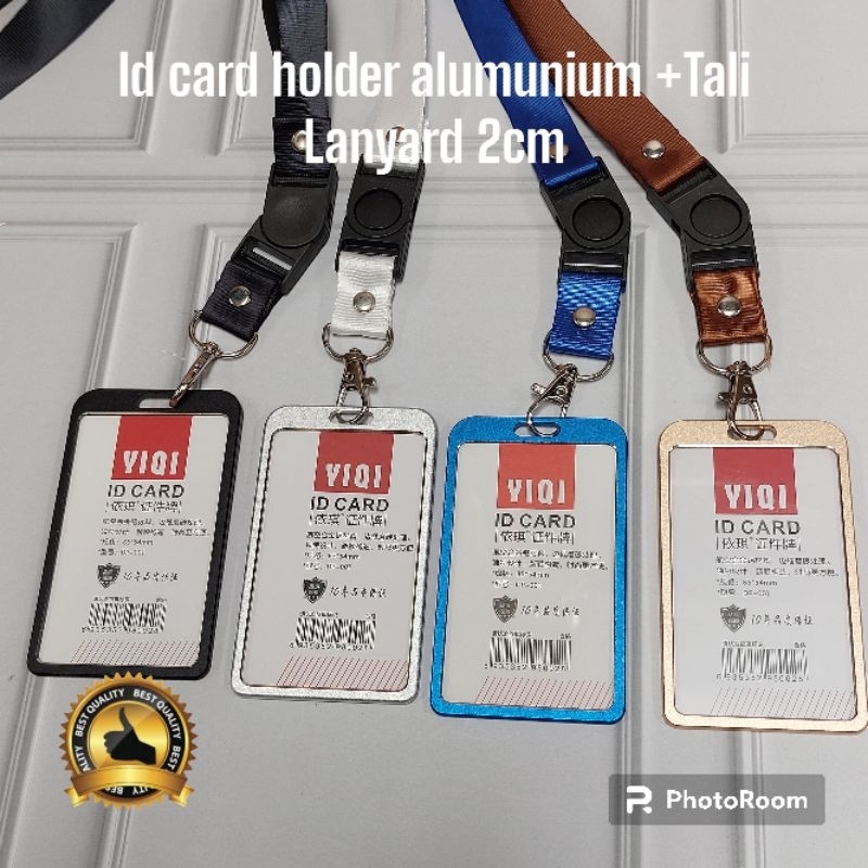 

Id Card Holder Alumunium +Tali Lanyard 2cm Tempat Kartu Id Card Alumunium Tali Id Nametag