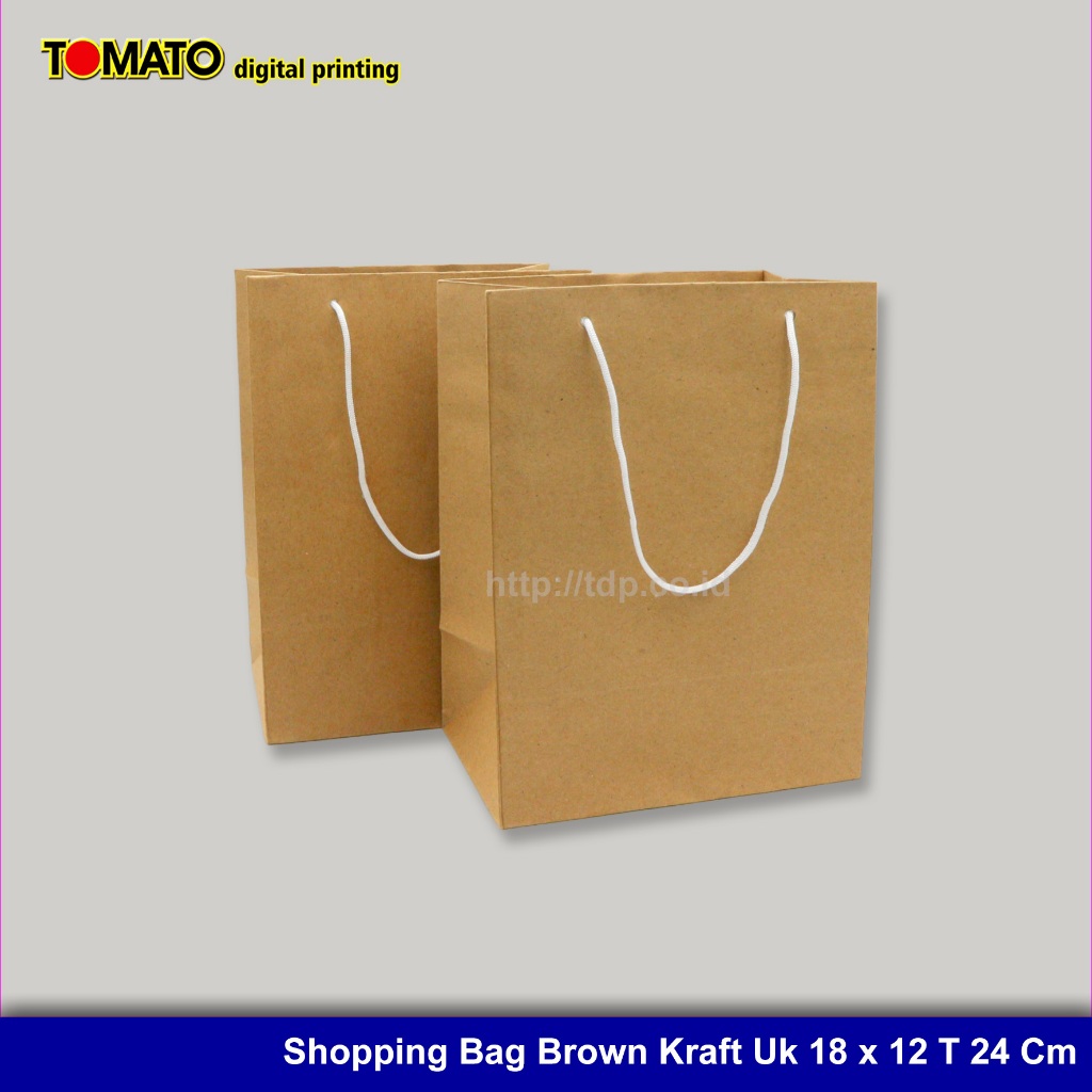 

Paper Bag Shopping Bag Tas Kertas Brown Kraft Ukuran 18 x 12 T 24 Cm