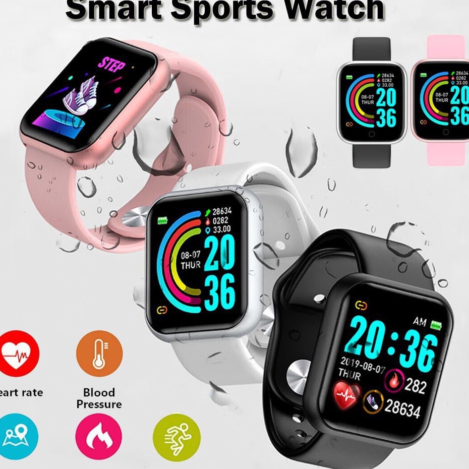 SmartWatch Y68 Sport Tahan Air Bluetooth Smart Watch Pelacak Kebugaran Gelang Pedometer Heart Rate w