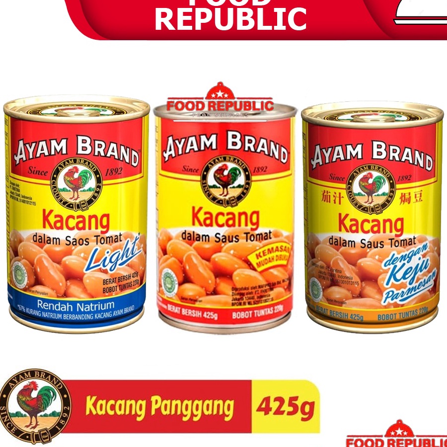 

55 COD AYAM BRAND BAKED BEANS 425 GR KACANG SAOS TOMAT LIGHT CHEESE TOMATO