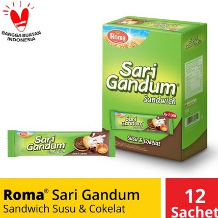 

PROMO ALE Roma Sari Gandum Sandwich Susu Cokelat 462g 12 bks 385g