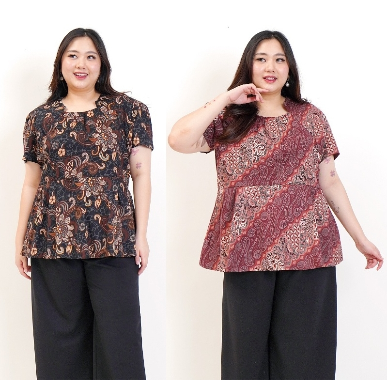 BAJU BLOUSE ATASAN BATIK WANITA JUMBO BIGSIZE OVERSIZE 315 PREMIUM XXL XXXL LD 120cm BAJU BATIK MODE