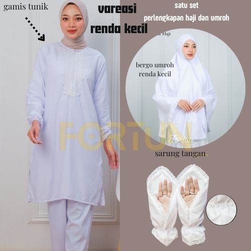 satu set gamis tunik bergo celana perlengkapan haji dan umroh