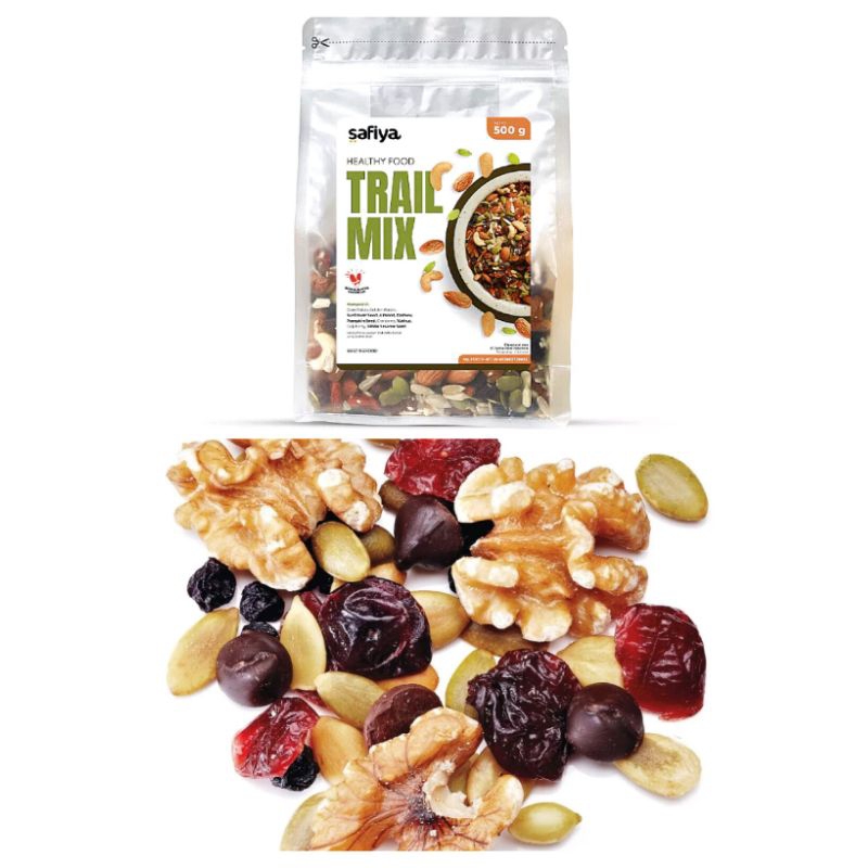 

Trail mix with almond mete nut seed fruit makanan sehat