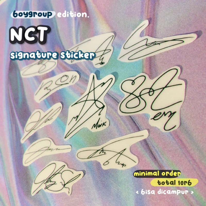 nct signature sticker ♡ stiker transparan ttd tandatangan nct 127 dream wayv taeyong jungwoo johnny 