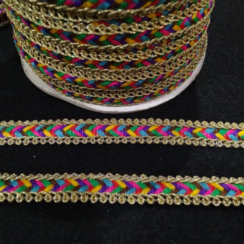 Renda list warna | tali prusik | renda prusik | renda abaya | renda gamis | renda emas | R.10956