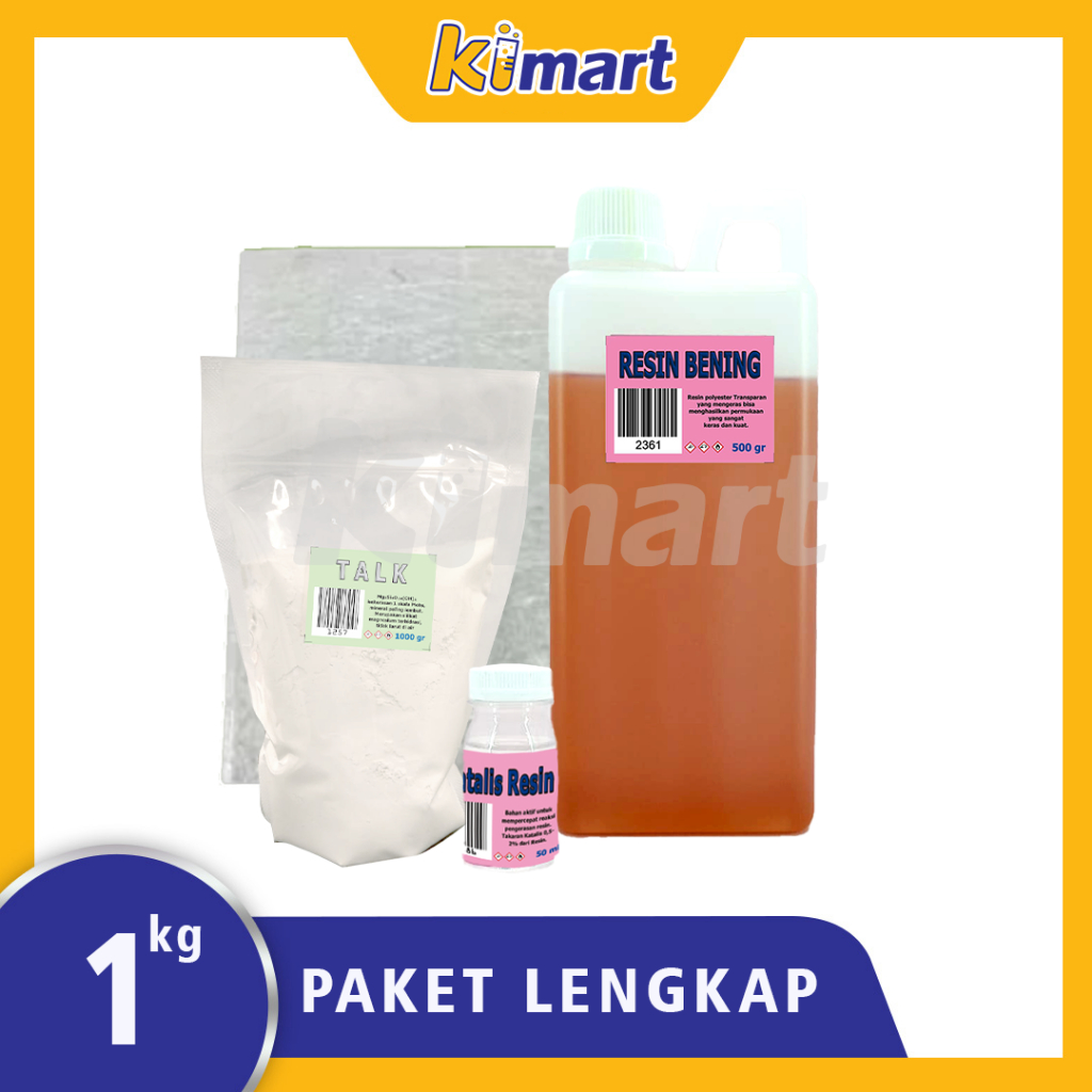 [PAKET LENGKAP]  Resin merah 1 kg catalist 50 ml talk 1 kg Serat fiber mat uk medium @300 gr