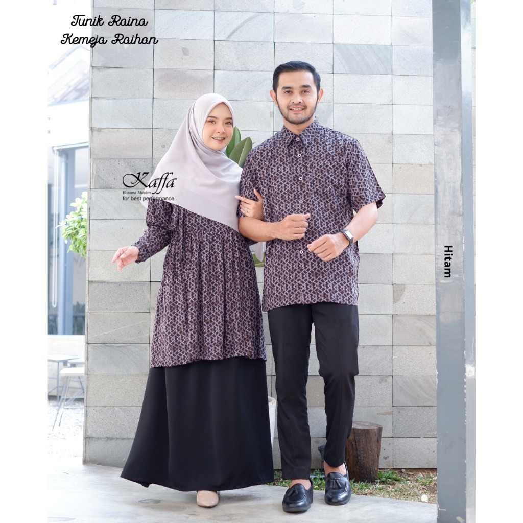 Tunik Raina by Kaffa Busana Muslim (Biru, Thunder, Hitam, Peach) Bisa Couple dengan Kemeja Raihan