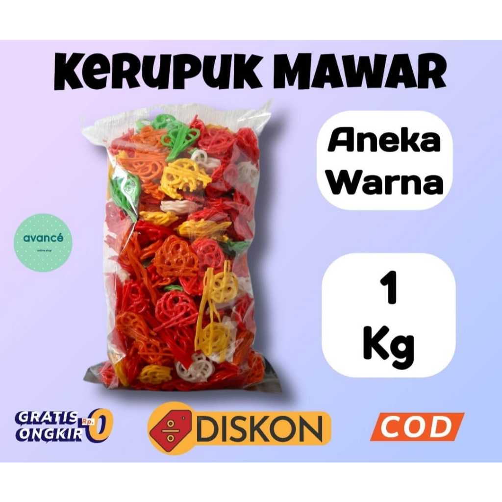 

1 Kg Kerupuk Mawar Mentah Aneka Warna