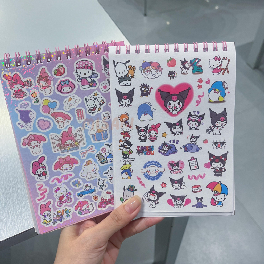 𝕍𝕀ℝ𝔸𝕃  Buku Stiker Sanrio Lotso Karakter Lucu Dekorasi Sanrio Kuromi Buku Cinamonroll Decor Journali